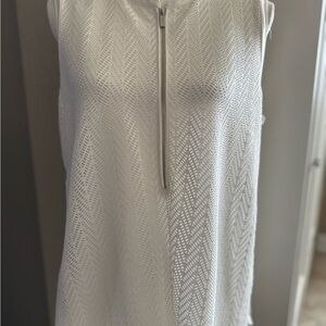 NWT Calvin Klein Elegant Lace Front White Sleeveless Top SZ Lg pit2pit 2…